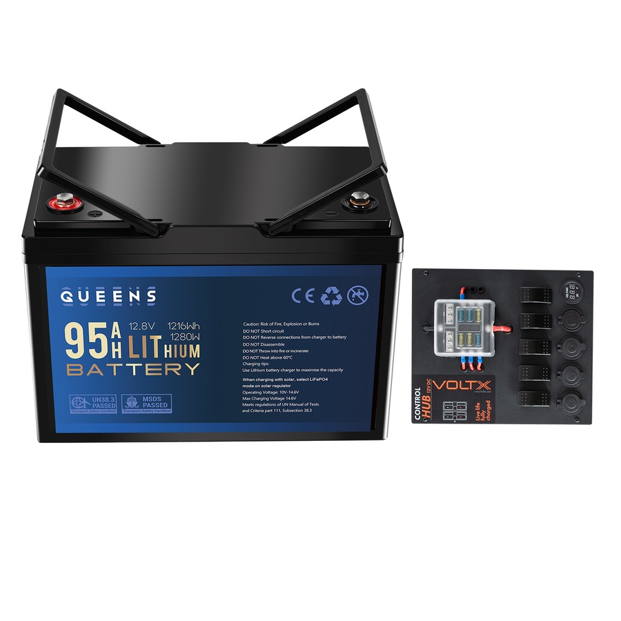 Buy QUEENS 12V 1216Wh Lithium Battery + 12V Control Box 2x USB ...