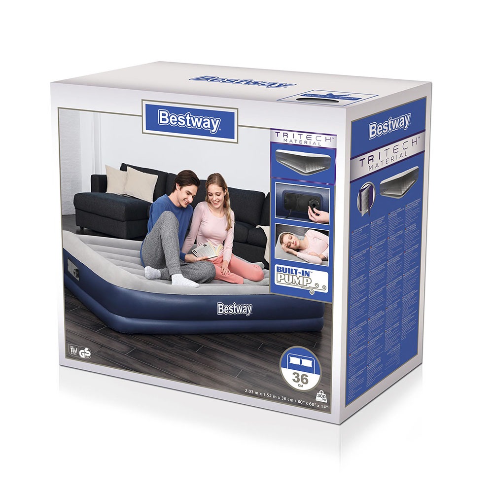 Bestway Air Bed Queen Inflatable Mattress Home Sleeping Mat Built-in ...