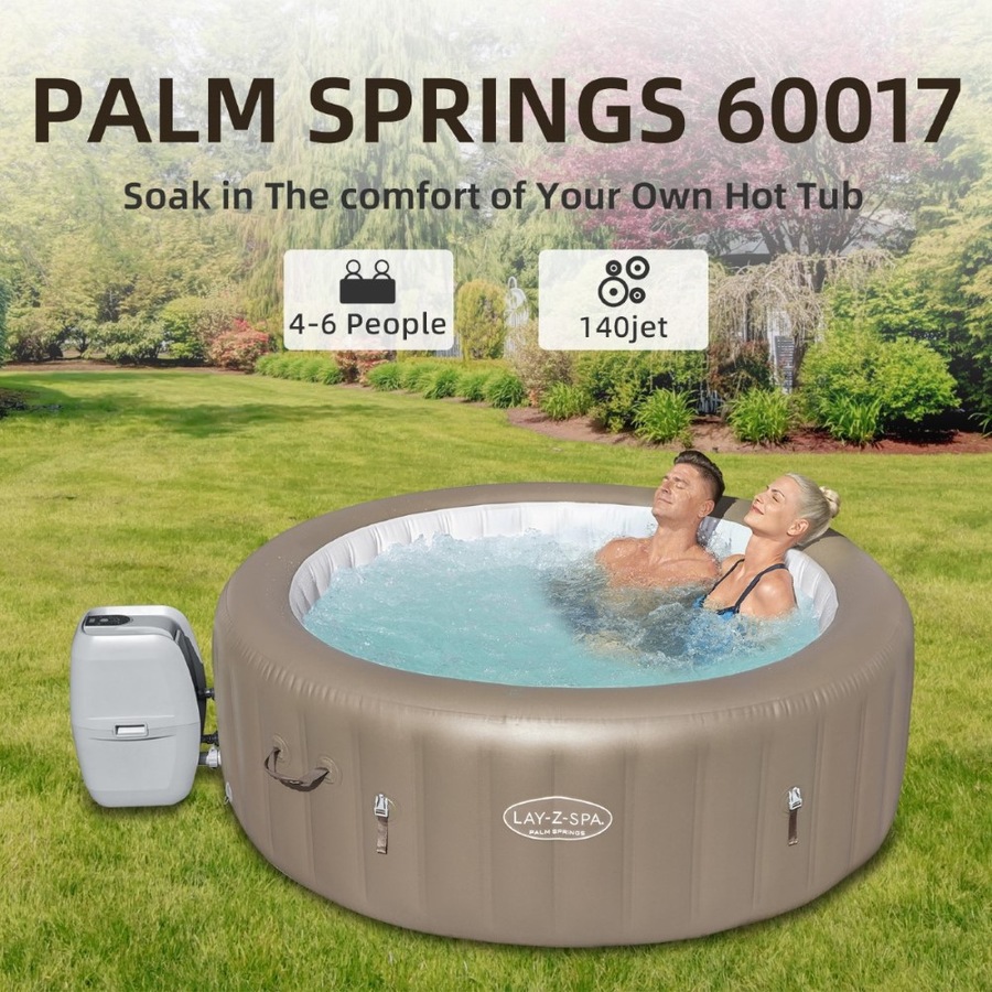 Bestway Lay-Z-Spa Palm Springs 60017 140 Jets 4-6 People 196x71cm Hot Tub Spa Massage