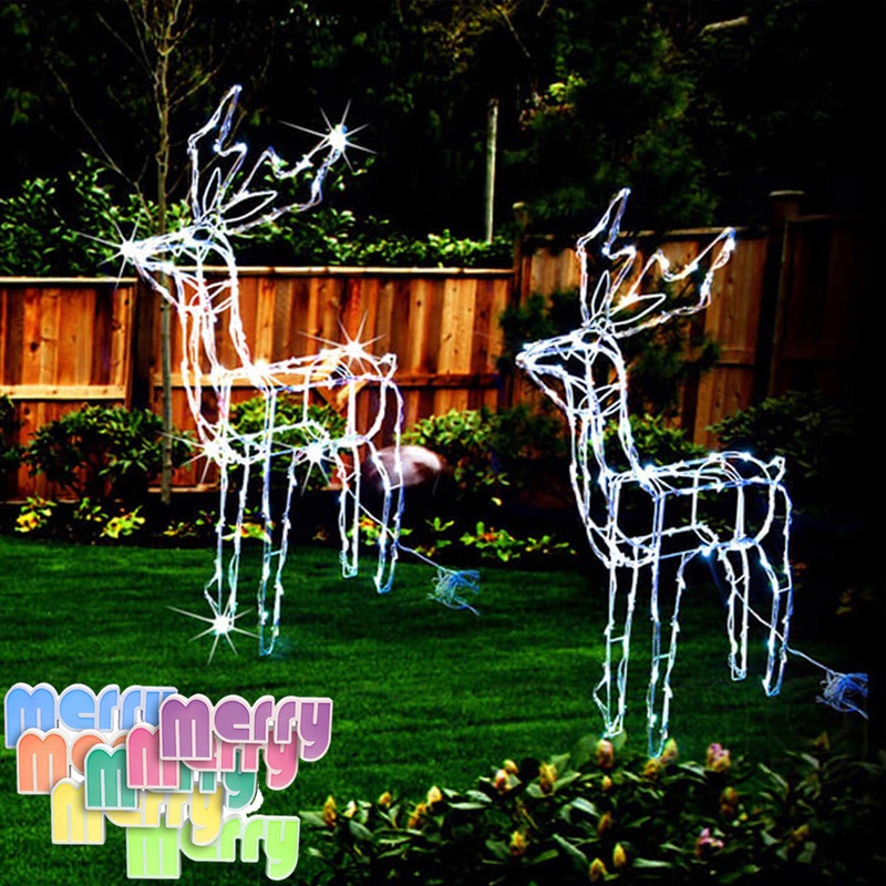 Solar Christmas Lights Reindeer Christmas Lights LED 100pc Solar Standing Reindeer 7 Flashing Gift