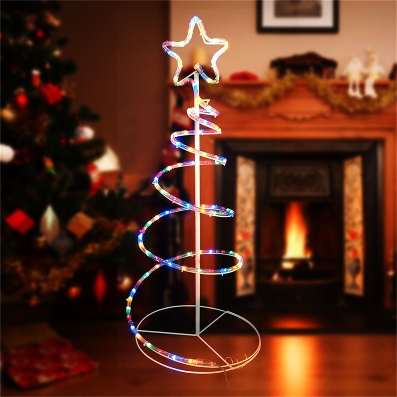 Stockholm Christmas Lights LED Rope Solar Spiral Tree with Star Outdoor ...