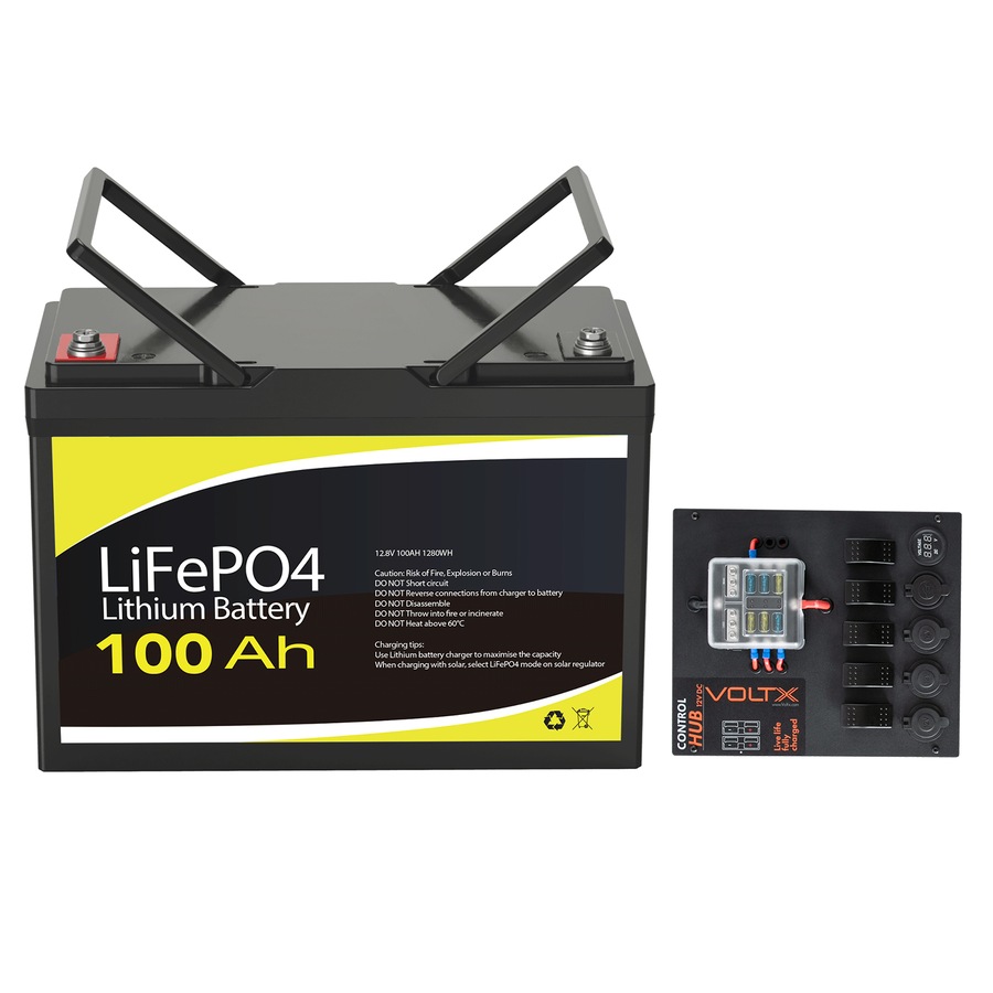 Buy 12V 100Ah Lithium Battery + Control Box Kits 2x USB - Everyday ...