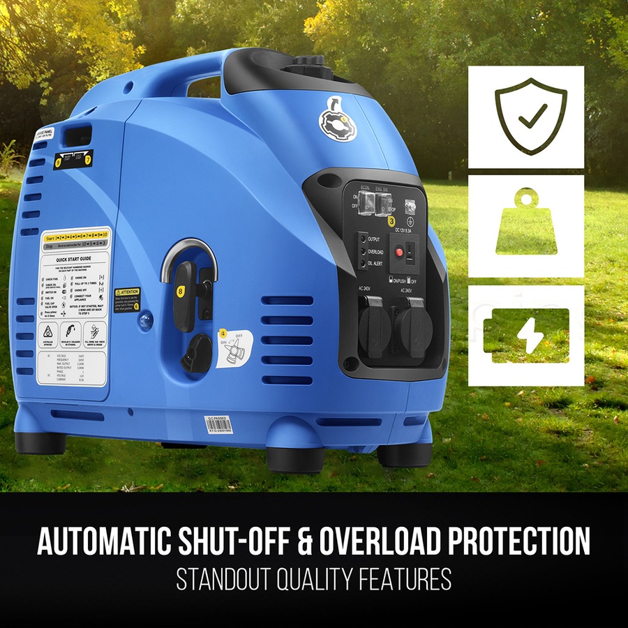 GENTRAX GT2500 Inverter Generator 2500W Max 100% Pure Sine Wave Petrol Portable for Camping Home