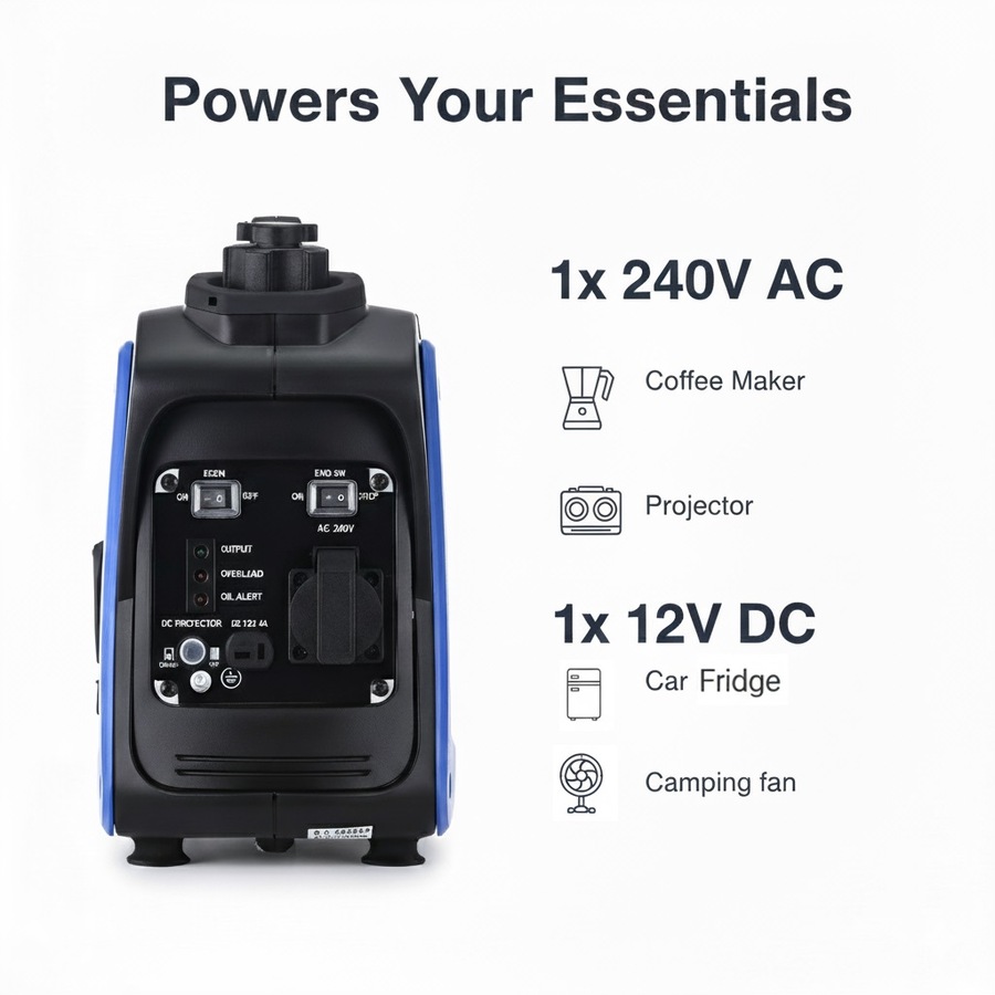 GENTRAX GT800 Inverter Generator 800W Max 700W Rated Lightweight 8.5kg Camping