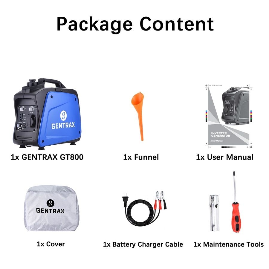 GENTRAX GT800 Inverter Generator 800W Max 700W Rated Lightweight 8.5kg Camping