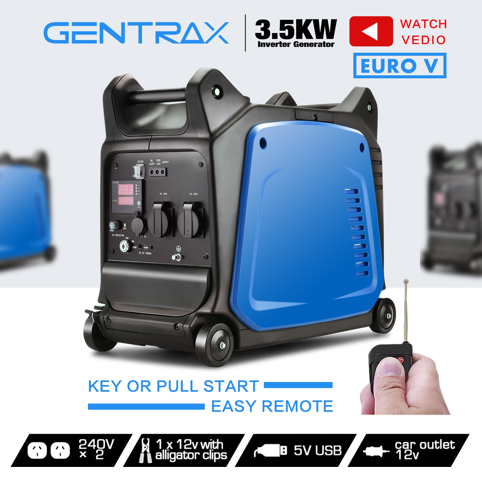 Buy GENTRAX GTX3500 Portable Inverter Generator 3.5KW Max 3.2KW Rated ...