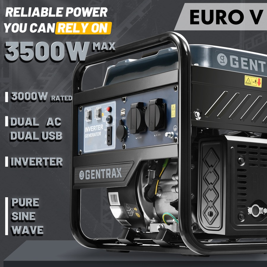 GENTRAX 3.5KW Inverter Generator 12H Runtime at 50% Load