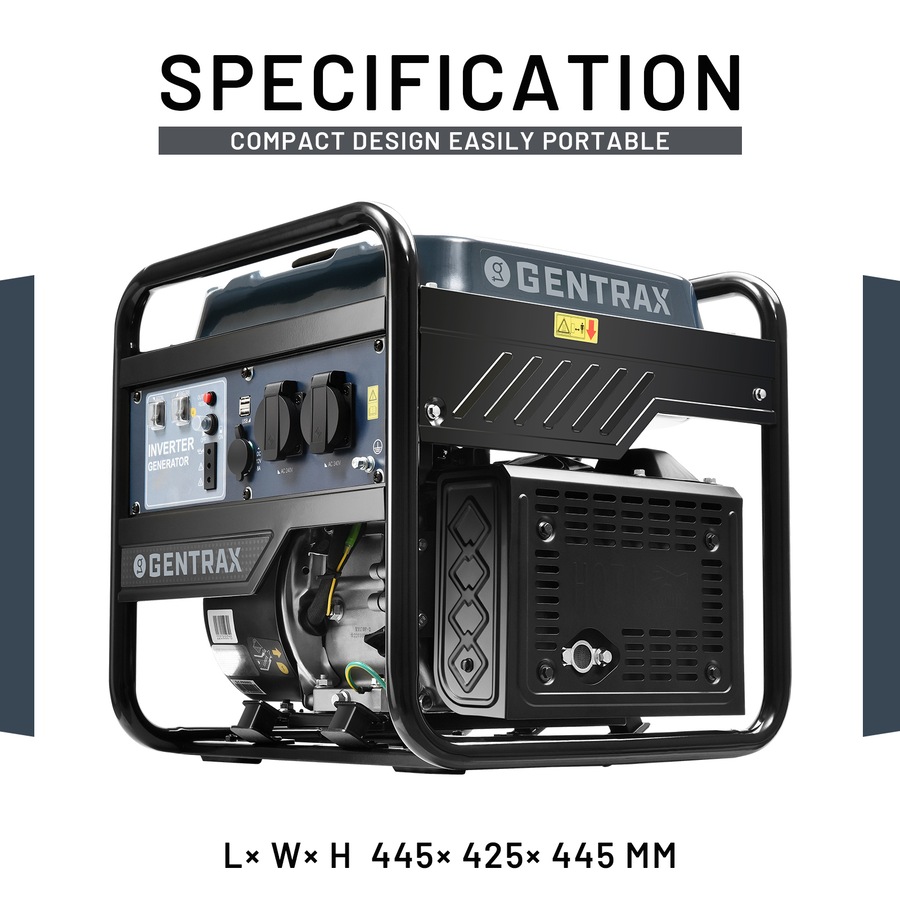 GENTRAX 3.5KW Inverter Generator 12H Runtime at 50% Load