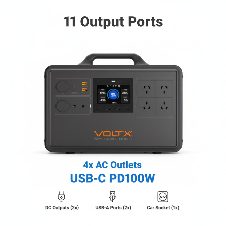 VoltX 3000W Total Portable Power Station Bundle 2400W + 600W Backup Power