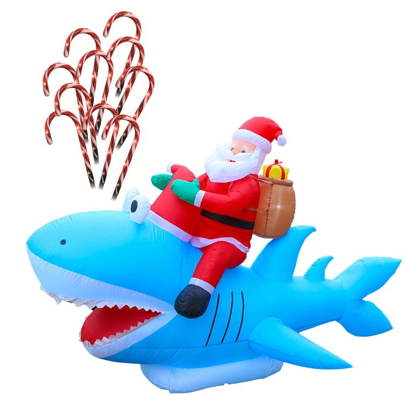 Buy Stockholm Christmas Lights Inflatable Santa Shark Rider Path light