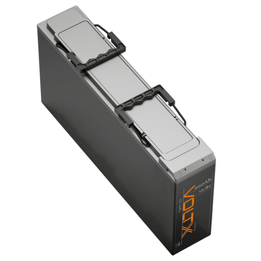 VoltX Slim 12V 200Ah LiFePO4 Lithium Battery 2560Wh — 11cm Ultra Thin, 4000+ Cycles, 150A BMS, Deep Cycle for RV, Caravan & Off-Grid, 5-Year Warranty