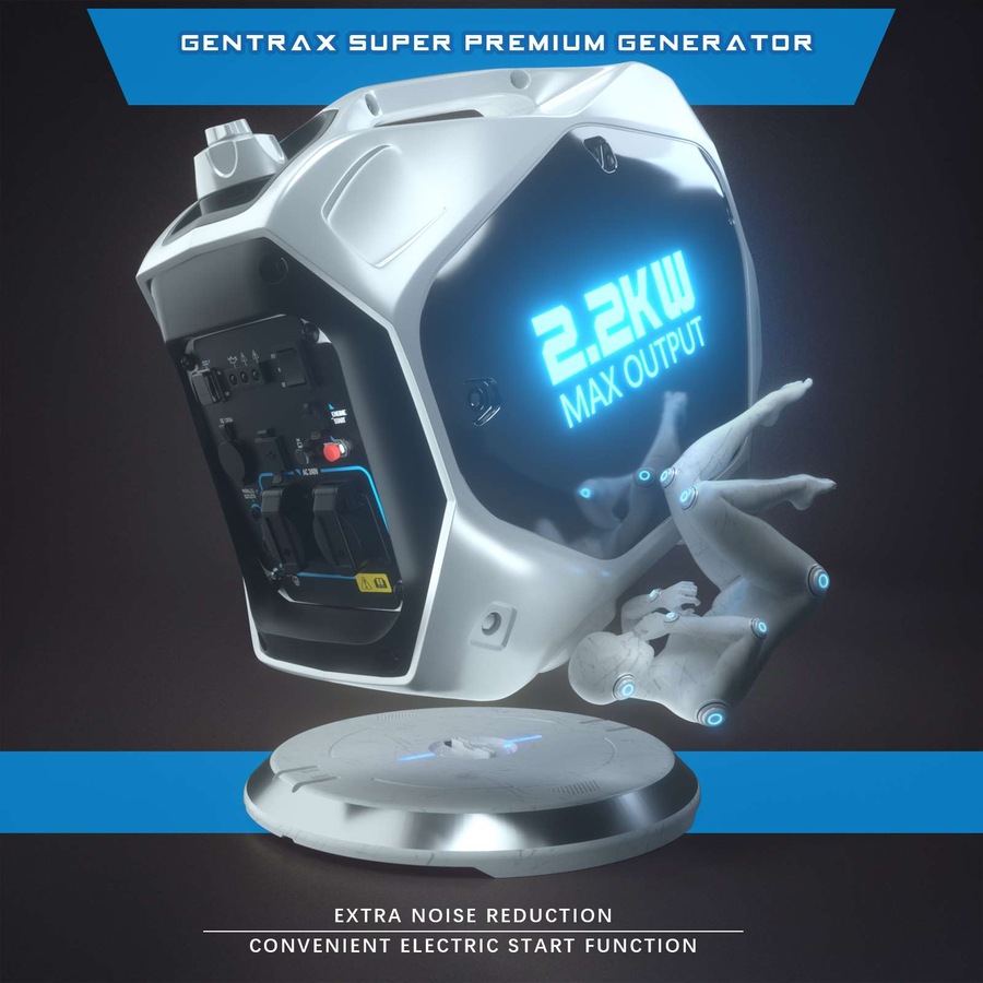GENTRAX GPRO 2200 Inverter Generator - 2.2KW Max, 2.0KW Rated, Sine Wave, Petrol - Electric Start