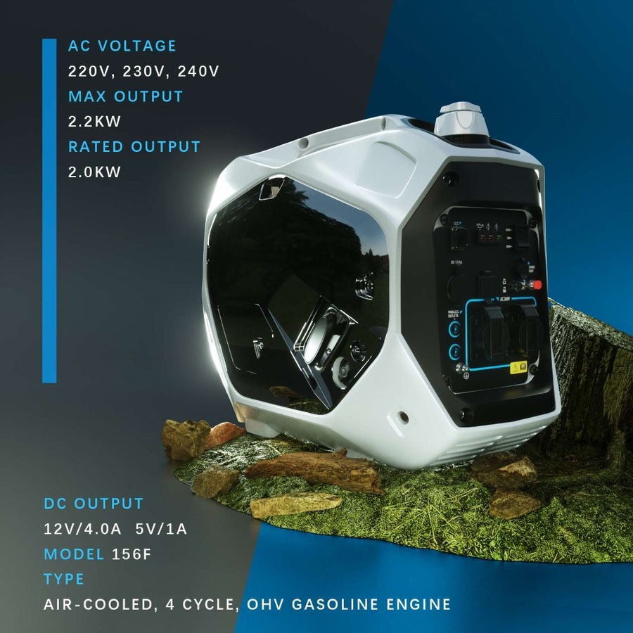 GENTRAX GPRO 2200 Inverter Generator - 2.2KW Max, 2.0KW Rated, Sine Wave, Petrol - Electric Start