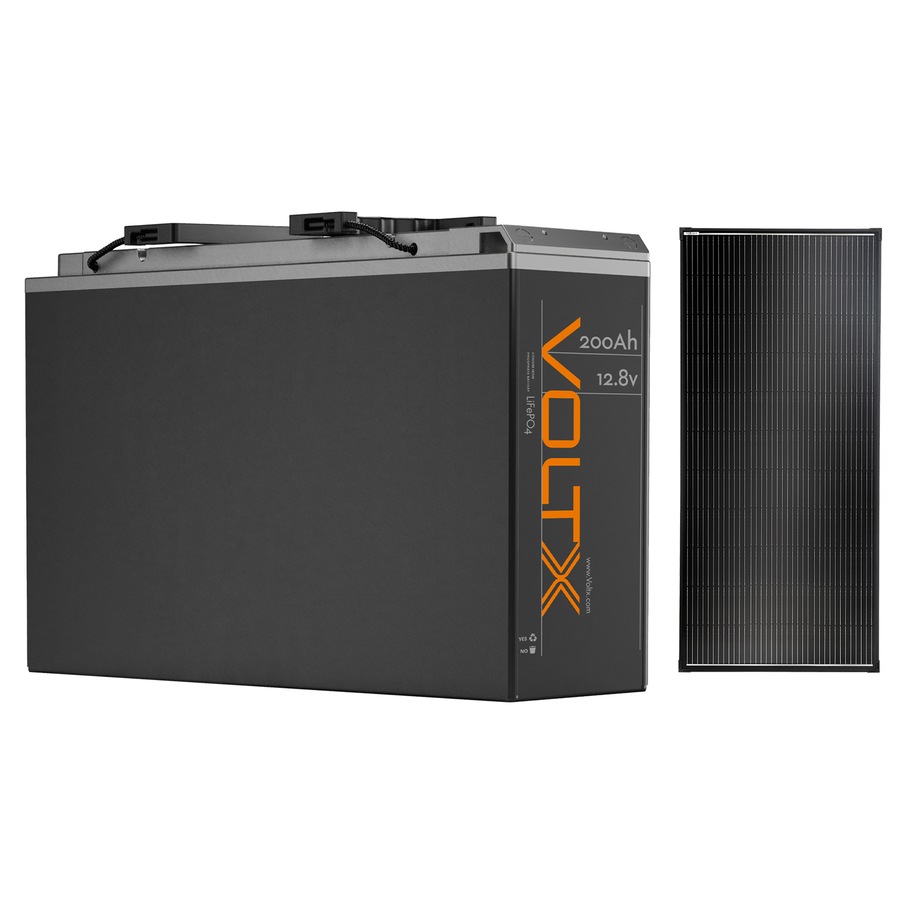 VoltX Slim 12V 200Ah Lithium Battery + 200W Fixed Solar Panel