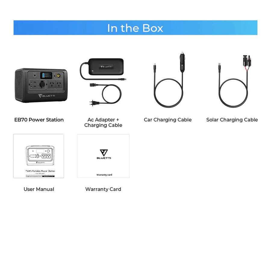 BLUETTI EB70 Portable Power Station, 1000W/716Wh LiFePO4 Battery, Support Wireless Charging, Solar Generator