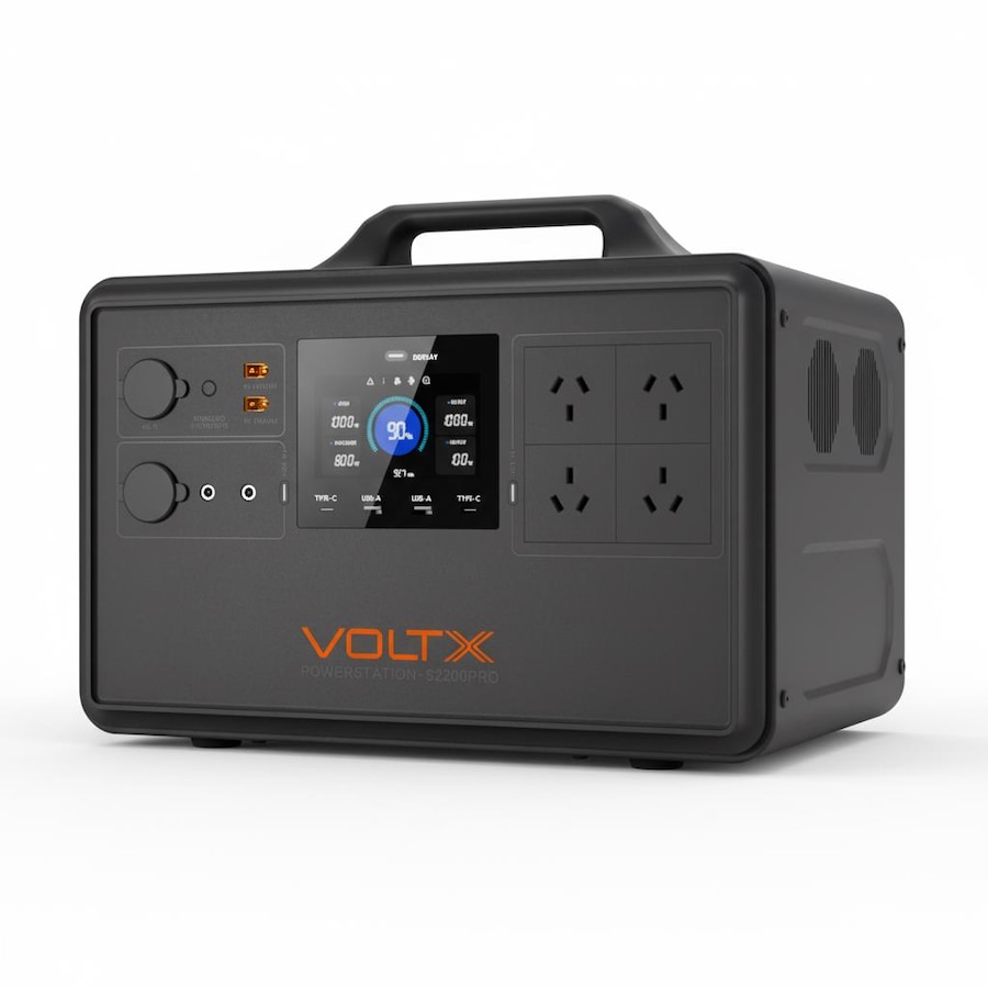 VoltX S2200Pro 2400W 2240Wh Fast-Charge Power Station – 1.25h Recharge, 11 Outputs, LiFePO4 Backup Power