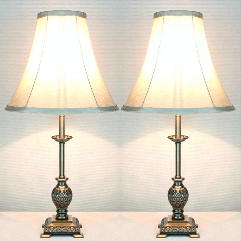 2x Baroque Designer Bedside Table Lamps