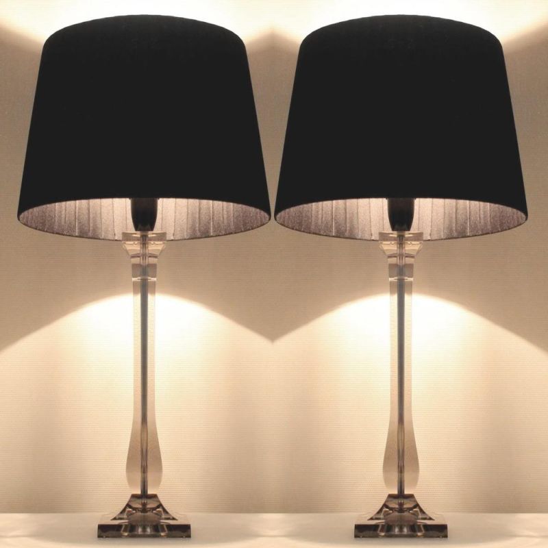 Two Modern Bedside Lamps with Black Shades
