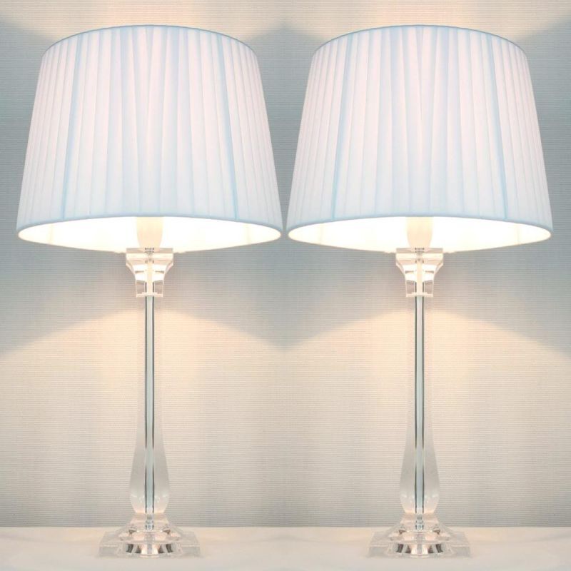 2x Classic Modern Bedside Lamps - White Shades