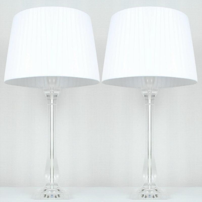 Buy 2x Classic Modern Bedside Lamps White Shades MyDeal