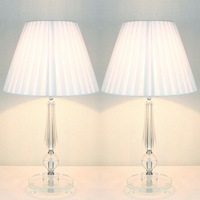 2x Designer Bedside Table Lamps - White Shades