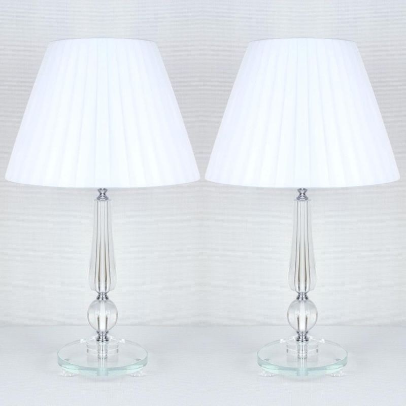 Buy 2x Designer Bedside Table Lamps White Shades MyDeal