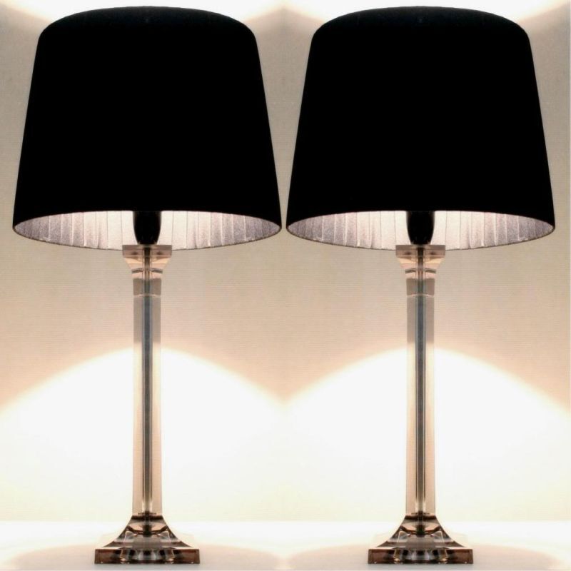 2x Designer Acrylic Table Lamps w/ Black Shades