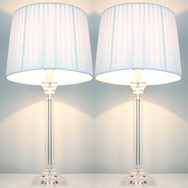 2x Elegant Designer Bedside Lamps - White Shades