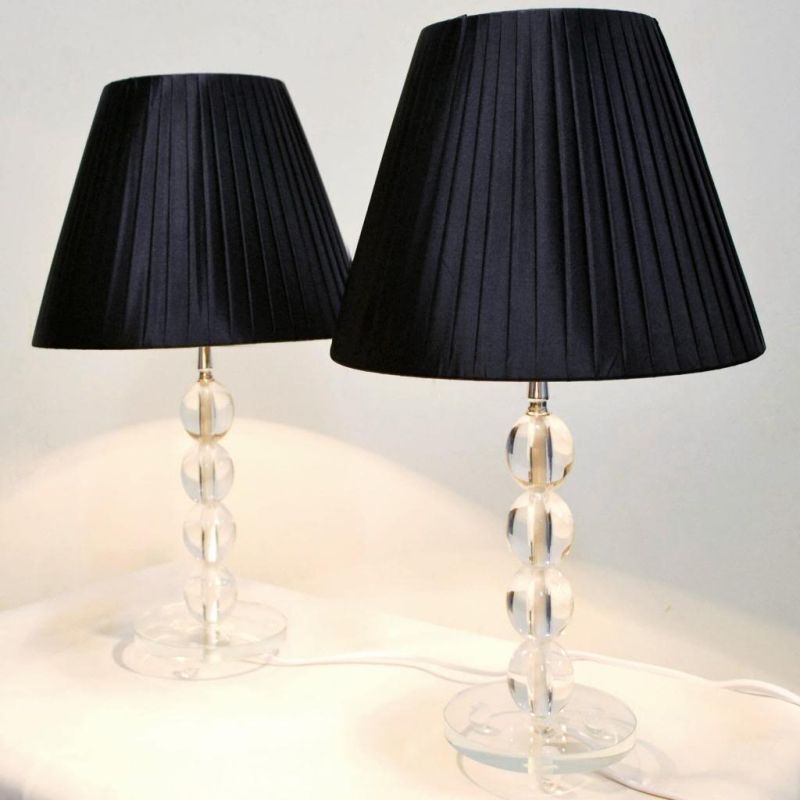 2x Modern Bedside Table Lamps - Black Shades
