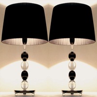 2x Modern Two Tone Bedside Table Lamps in Black