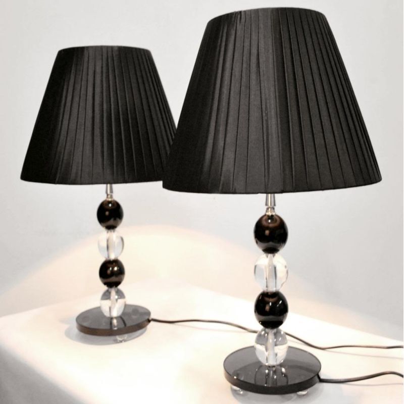 2x Modern Designer Bedside Lamps w/ Two Tone Base