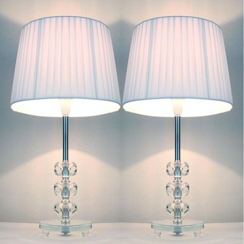 Buy 2x Modern Designer Bedside Lamps White Shades Mydeal