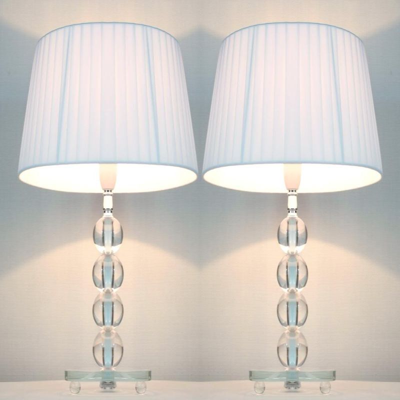 2x Modern Designer Table Lamps - White Shades