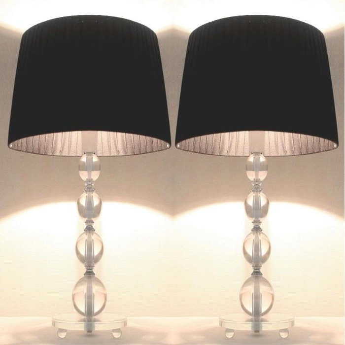 2x Elegant Designer Bedside Lamps White Shades MyDeal