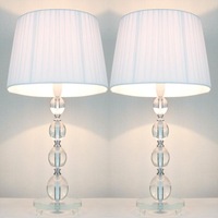 2x Bead Acrylic Bedside Table Lamps w/ White Shades
