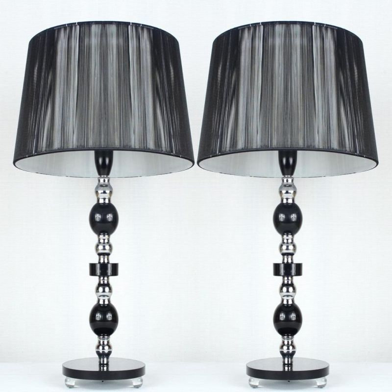 2x Designer Table Lamps W Black Shades, Tall Table Lamps With Black Shades