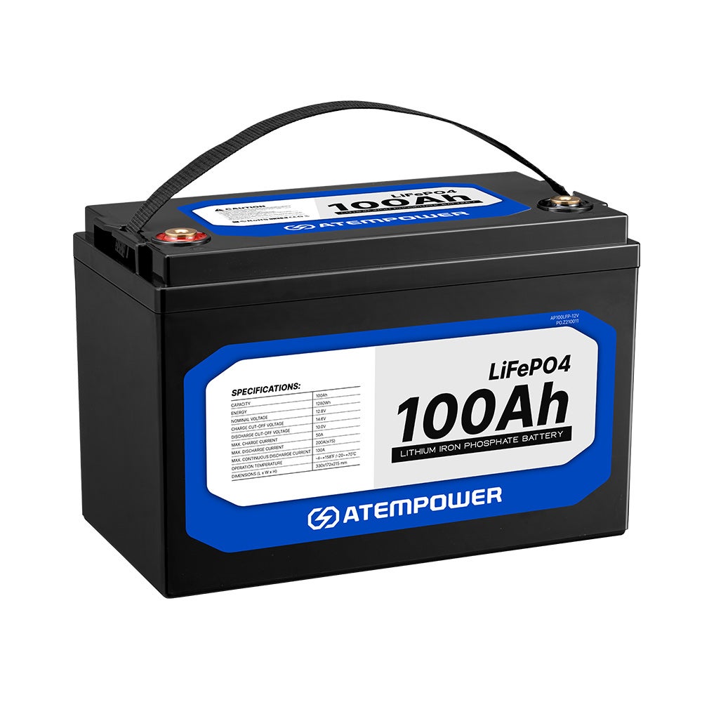 ATEMPOWER 100Ah 12V Lithium Battery LiFePO4 Deep Cycle Rechargeable Battery