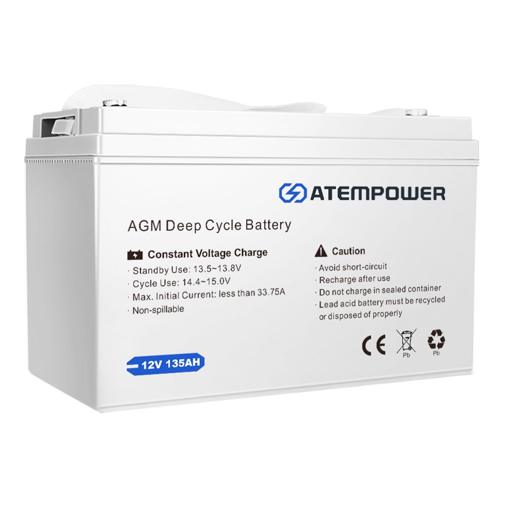 ATEM POWER 135AH AGM Battery 12V AMP Lead Acid SLA Deep Cycle Battery Dual Solar Power