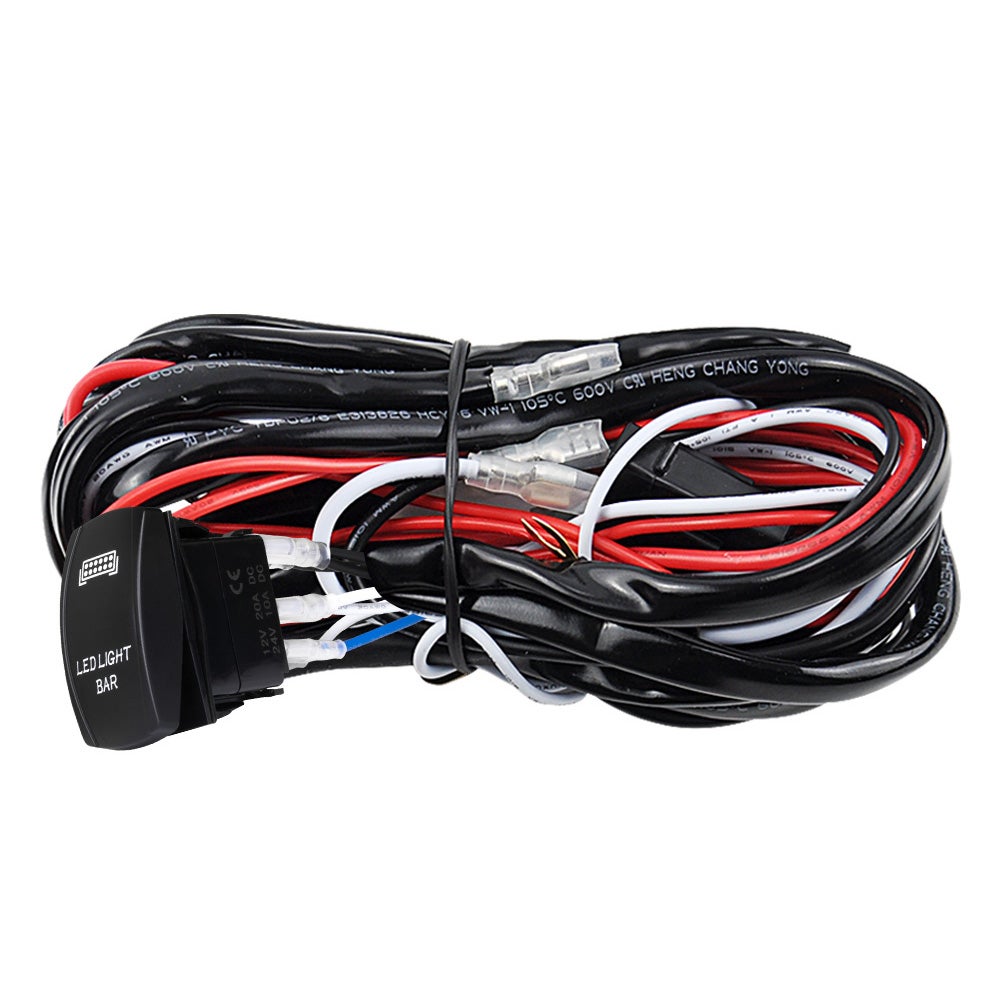 LIGHTFOX LED Wiring Loom Harness Kit W/ Rocker Switch Driving light Bar 12V 40A Relay