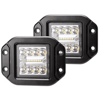 LIGHTFOX 2 x 5inch LED Work Light Flush Mount Spot Flood Reverse Offroad 4x4
