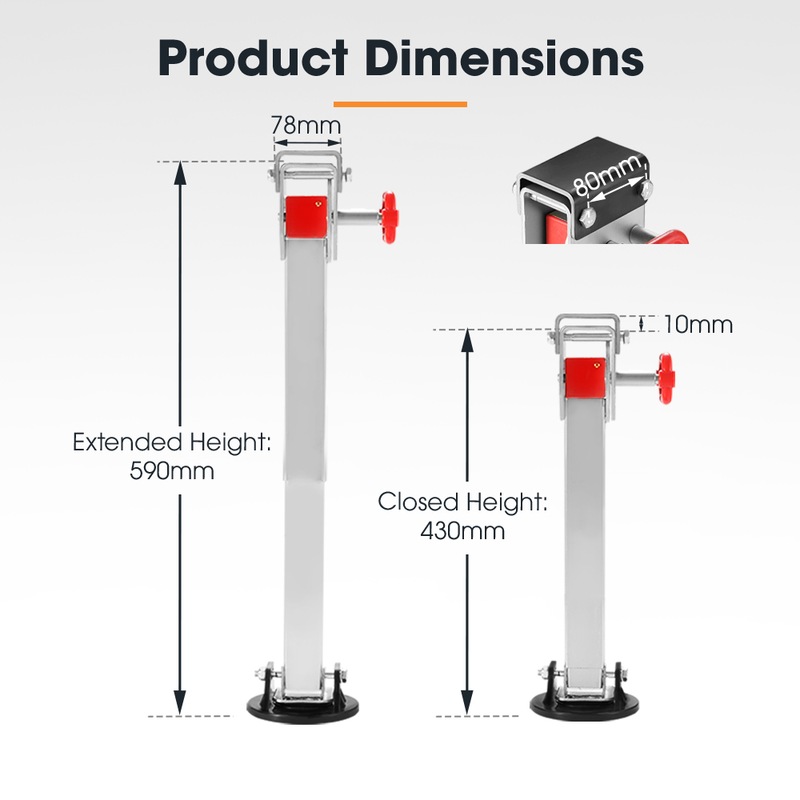 2x 590mm Drop Down Corner Steadies Stabilizer Legs Caravan Camper