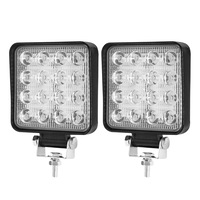 LIGHTFOX 2x 4inch Square LED Work Lights Bar Spot Flood Reverse 4WD Ute Truck