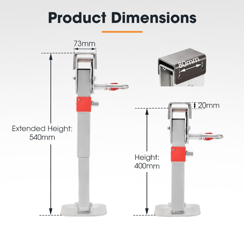 2x400mm Drop Down Corner Legs W/Handle Steel Base 1200LBS Caravan