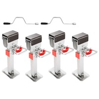 SAN HIMA 4x400mm Drop Down Corner Legs W/Handle Steel Base Caravan Stabilizer Leg 1200LBS