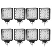 LIGHTFOX 8x 4inch LED Work Lights Square Flood Driving Lamp Reverse Offroad 4WD