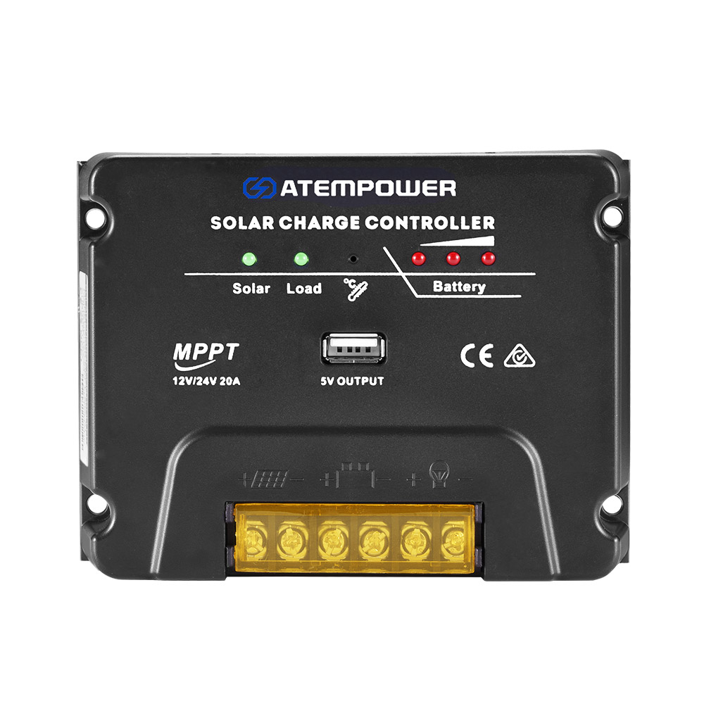 ATEM POWER 20A MPPT Solar Charge Controller Panel Battery Regulator 12V/24V USB