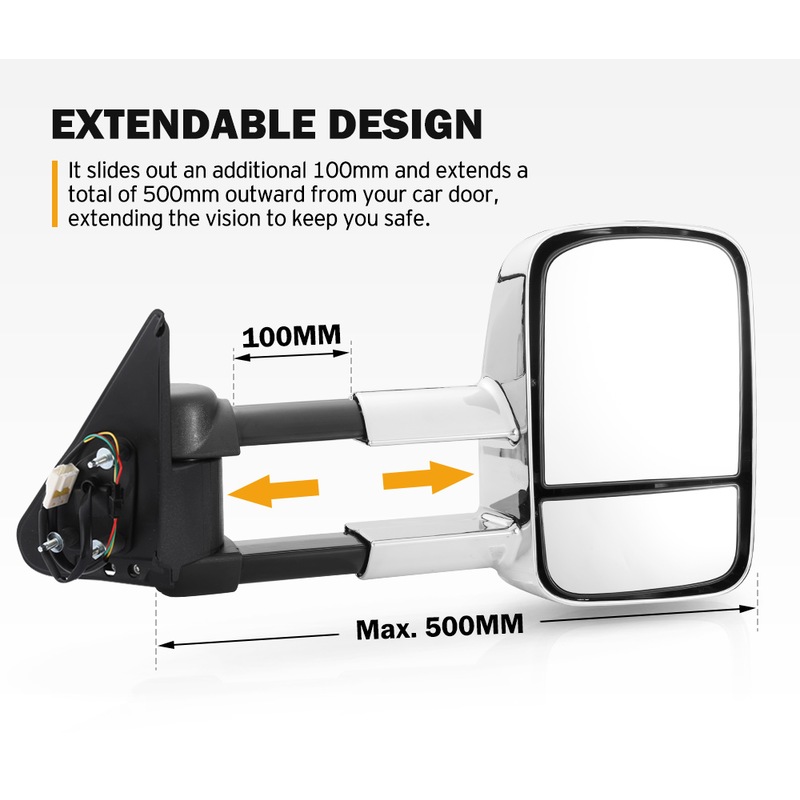 SAN HIMA Pair Extendable Towing Mirrors Nissan Patrol GU Y61 19972016