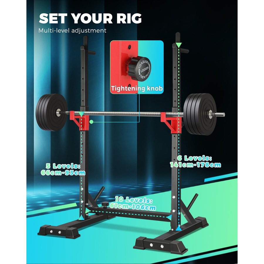 Buy Finex Squat Rack Adjustable Barbell Rack Weight Bench Press Barbell ...