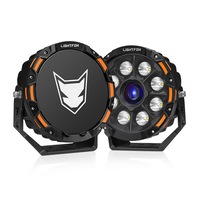 LIGHTFOX 9" Osram Laser LED Driving Lights Black Round Offroad Truck SUV 4x4
