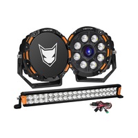 LIGHTFOX OSRAM 9" Laser Round Driving Lights 20" Dual Row LED Light Bar Headlight